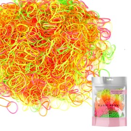 1000 Multi Pack Essential Mini Hair Rubber Elastics for Kids Soft Stretchy Elastic Braiding Bands for Girl Braids, Small - Neon