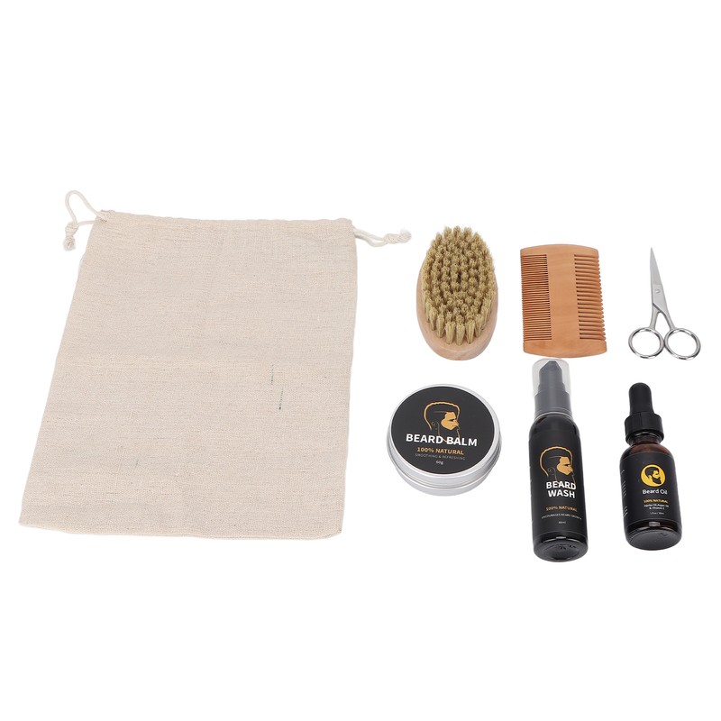 7pcs Male Beard Care Grooming Kit Professional Beard Brush Comb