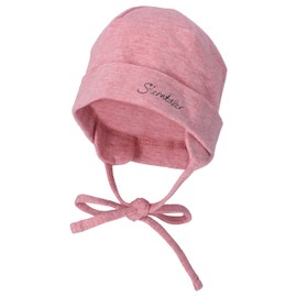 Sterntaler Baby Boys Beanie Baby Organic Cotton Beanie Hat - Beanie Baby, Children's Beanie - Cotton with Tie Band - Pink, 47, Velvet pink.