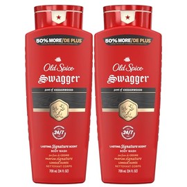 Old Spice Gel de baño refrescante para hombres, defensa 3X, ducha fresca 24/7 con aroma de larga duración, colección roja, Swagger con aroma a madera 