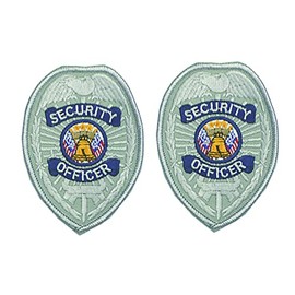 Set of 2 Sew on Patches - Security Officer Guard Badge Patch Embroidered - Security Enforcement Emblem (Silver - Patriotic - Liberty Bell)