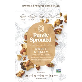 Purely Sprouted Sweet & Salty Snack Mix: Vegan, Gluten-Free, and Non-GMO Blend for a Healthy Crunch! (4 oz,4 pack)