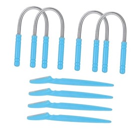4pcs Eyebrow Razors and Facial Spring Epilator Set Portable Manual Face Hair Trimmer for Women Quick and Precise Hair Removal Tool Blue Kit for Smooth Skin