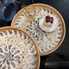 Rattan Serving Tray with Mother of Pearl, Round Coffee Table