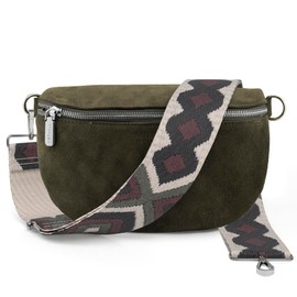 ARTVALL - Umhängetasche Wildleder Tasche Handtasche Velours Bauchtasche Klein mit Schultergurt Design Taschenband abnehmbar verstellbares Riemen Crossbody Bag Echt Ledertasche Damen mit Reißverschluss