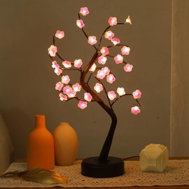 Cherry Blossom Bonsai Tree Light Lamp, 36 LED Tree Lamp Japanese Decor Battery and USB Plug in Tabletop Lighted Tree Table Lamp Indoor Modern Home Decor(Warm White)