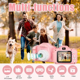 Kids Camera for Girls, Christmas Birthday Gifts for Boys/Girls, HD Digital Video Camera for 3 4 5 6 7 8 9 Year Old Kids with 32GB SD Card