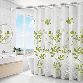 Aimisin Shower Curtain Liners, 47.24'' W x 70.86'' H, PEVA Frosted Waterproof Bathroom Curtain Liners with Metal Grommets and 8 Plastic Hooks, White Flowers Design
