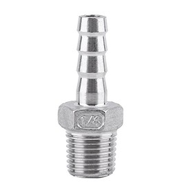 SS304 Male Thread Pipe Fitting Barb Hose Tail Connector Stainless Steel BSP(1/4*8mm)