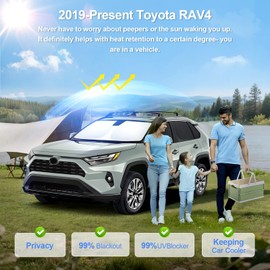 SHINELINERS 8pcs Car Window Shades for Toyota RAV4 2019-2025 Accessories,RAV4 Windshield Sun Shade Side Rear Full Sunshade,Sun Visor UV Blocking, Privacy Protection and Blackout for Camping Outdoor