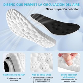 2 Par Plantillas para Fascitis Plantar, Espuma con Memoria, Soporte de Arco y Amortiguación - Plantillas Deportivas Ortopédicas, Unisex para Hombre y Mujer para Deporte, Trabajo y Uso Diario (Negro, 35-36)