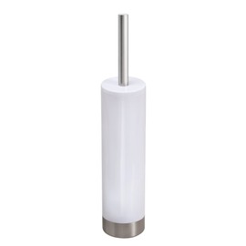 iDesign Slim Toilet Bowl Brush and Holder for Bathroom Storage - White/Brushed Stainless Steel, 1 x Toilet Brush