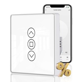 MOES 2.5D Roller Shutter Switch, Smart WiFi with Percentage Adjustment, Compatible with Alexa and Google Home, Timer and Voice Control, Flush-Mounted, Neutral Conductor Required (White)