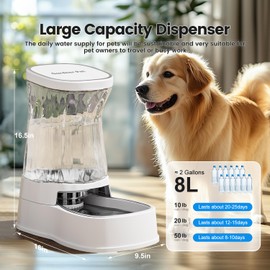 Gardner Pet Automatic Dog Water Dispenser Gravity Stainless Steel Water Waterer Feeder, Large Capacity Water Feeding Bowls for Medium & Large-Sized Dogs Cats Other Pets -(2.1 Gallon)