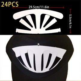 Pack of 24 Baseball Cap Inserts, Baseball Caps Inserts Shaper, Hat Inner Support Baseball, Baseball Cap Insert Hat to Prevent Deformation, for Baseball Caps, Inner Lining of the Cap (White)
