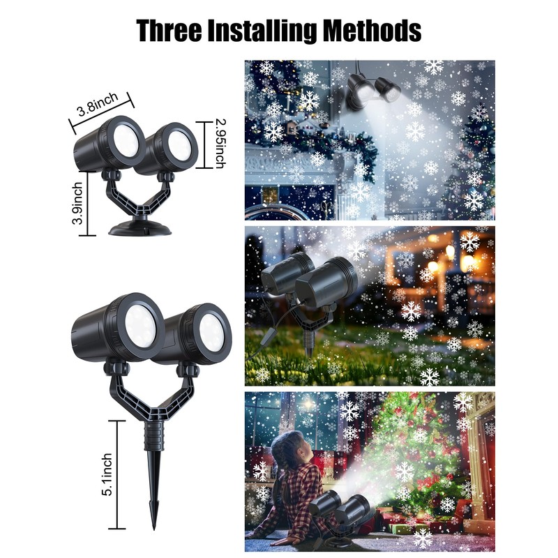 Brightown Snowflake Projector Lights Outdoor, Double Head Dynamic LED Rotating