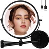 9" Large Black Wall Mount Magnifying Mirror With Light, TUSHENGTU