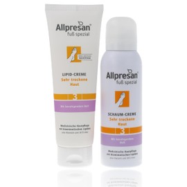 Allpresan Fuß spezial Nr. 3 - SET aus Lipid-Creme 125 ml und Schaum-Creme 125 ml mit beruhigendem Duft zur täglichen Feuchtigkeitspflege sehr trockener Füße