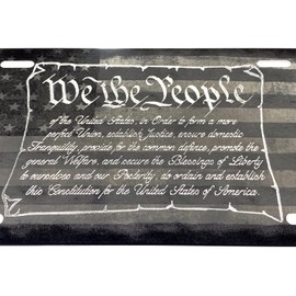 Combo Laser Engraved Diamond Etched USA Flag We The People Car Tag License Plate