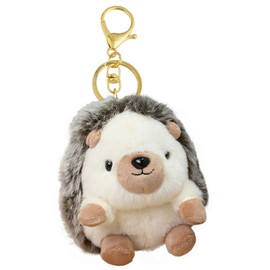Hedgehog Plush Keychain – Funny Keyring Charm for Women, Men, Kids | Car Key Handbag Purse Backpack Decor & Birthday Gift (Brown)
