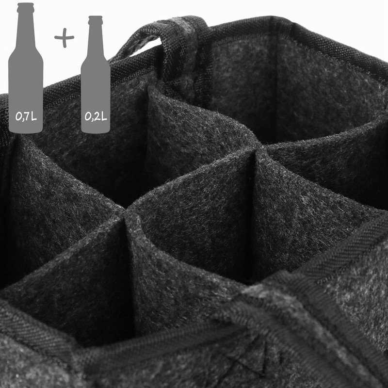 com-four® 2 x bottle bags, felt drink holder for 6