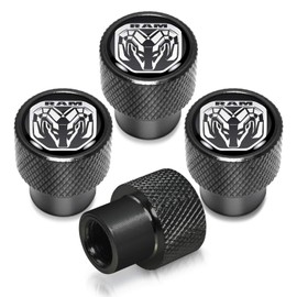 iPick Image for RAM 2019 Logo in Black on Black Aluminum Tire Valve Stem Caps