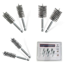 3-Size[6pc] Fitting Cleaning Brush Set (1/2, 3/4, 1.0-inch) Copper Pipe Cleaner for Power Drill, Stainless-Steel Wire Bore Brush, Metal Tube Brushes, Prep Copper/Bronze/Brass Fittings for Soldering