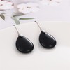 SELOVO Black Agate Stone Teardrop Fishhook Dangle Drop Earrings Silver