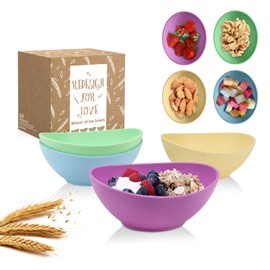 PYRMONT Small Dessert Bowls Set of 4-10 OZ Small Wheat Straw Bowls Snack Bowls - Unbreakable Bowls for Kids - Microwave & Dishwasher Safe - Bowls for Serving dessert,yogurt,ice-cream - Memphis