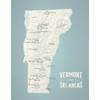 Vermont Ski Resorts Map 11x14 Print (Beige & Opal Blue)