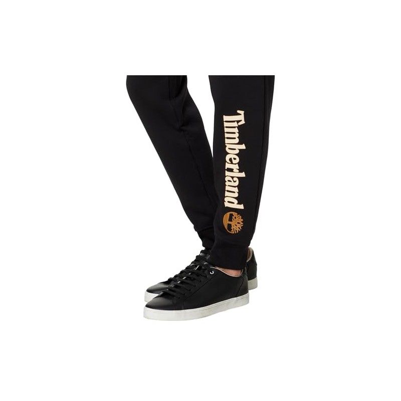 Timberland Men's Linear Logo Sweatpant, Black Medium