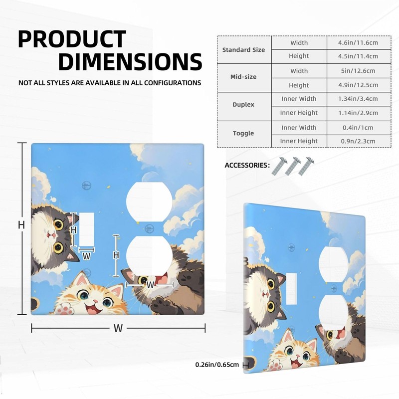 Ihsourgnitnem Wallplates Orange Gray Cute Cat Sky Cloud Cat S