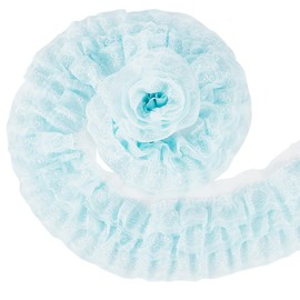 BENECREAT 2.5 Yards 3-Layer Ruffle Lace Pleated Trim, 5-7/8 inch Wide Light Cyan Polyester Pleated Ribbon Costume Dress Accessories for Sewing and Bridal Wedding Decorations