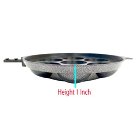 G & D Appam Pan Non Stick Ebelskiver Patra Pancake Mold Aluminium Appachatty Paniyaram Pan 7 Cavity Paniyarakkal Patra Egg Pan Maker Appe Pan with Stainless Steel Lid