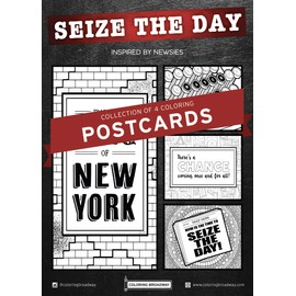 NEWSIES | “Seize The Day” Collection | COLORING POSTCARDS by Coloring Broadway | Hand-drawn illustrations - Printed on matte card stock (5" x 7") - Set of 4 Individual Postcards