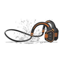 OPENEAR Wave Bone Conduction Swimming Headphones – IP68 Waterproof, Bluetooth 5.3, 16GB MP3 Storage, Magnetic Charging, Deep Bass Sound (Orange)