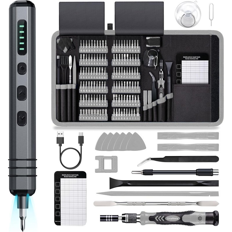 Mini Electric Screwdriver Set 140-IN-1: UnaMela Small Electric Screwdriver Cordless