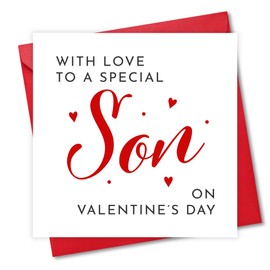 Seriously Frank Valentine's Day Card for Son, Sweet Love Message, White and Red Design with Hearts