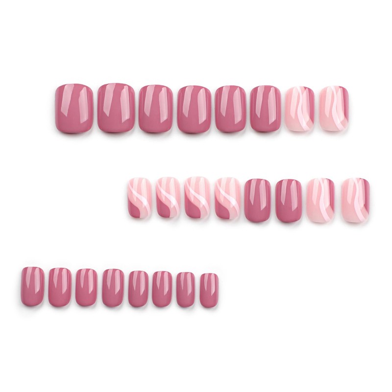 SEMTIM Nail Tips, 24 Pieces, Medium, Short False Nails, Short