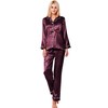 SWOMOG Womens Silk Pyajama Set Satin Pyjamas Long Sleeve Two