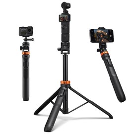 K&F Concept Selfie Stick Tripod, 69-Inch Extendable Light Stand (with 1/4-Inch Screw and Remote Control), Mini Tripod for DJI OSMO Pocket 3, Camera, Smartphone, Light, Phone, Action Camera, Projector