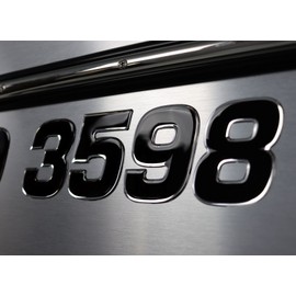 Boat & Jetski Registration Numbers - Domed/Raised Decal (16 pcs) Black Center/Chrome Outline (Wake Series)
