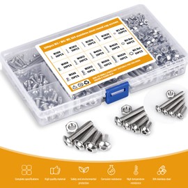500 Pieces Metric Nolts and Nuts Kit M3 M4 M5 Stainless Steel Button Head Hex Socket Bolts Nuts Screws Assortment Kit with 3pcs Wrench