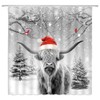 UOZXOML Christmas Highland Cow Shower Curtain Farmhouse Funny Western Cow
