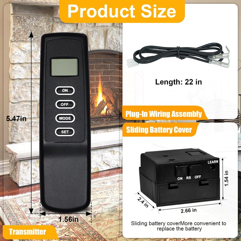 DEEKOOLGas Fireplace Remote Control Kit for Millivolt Gas Valve Fireplaces