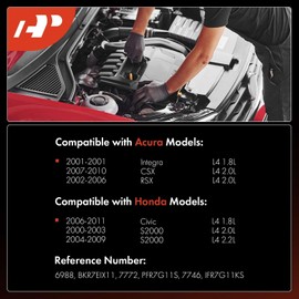 A-Premium Iridium Platinum Bujías compatibles con Honda Civic 2006-2011, S2000 2000-2009 y Acura Integra 2001, CSX 2007-2010, RSX 2002-2006, 1.8L 2.0L, paquete de 4