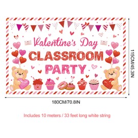 Valentine's Day Classroom Party Backdrop Banner Valentines Day Party Banner Photography Background School Classroom Valentines Day Decorations for Teacher Valentine's Day Party Decorations