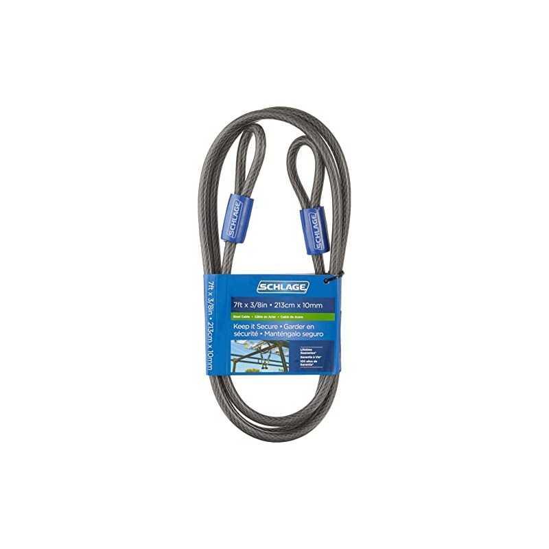 Schlage Flexible 3/8" Steel Looped Security Cable, 7’ (3/8")