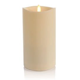 Luminara Outdoor Flameless LED Ivory Candle Melted Edge 3.75" x 7" Real Moving Flame Battery Operated Timer Plastic Weather-Resistant