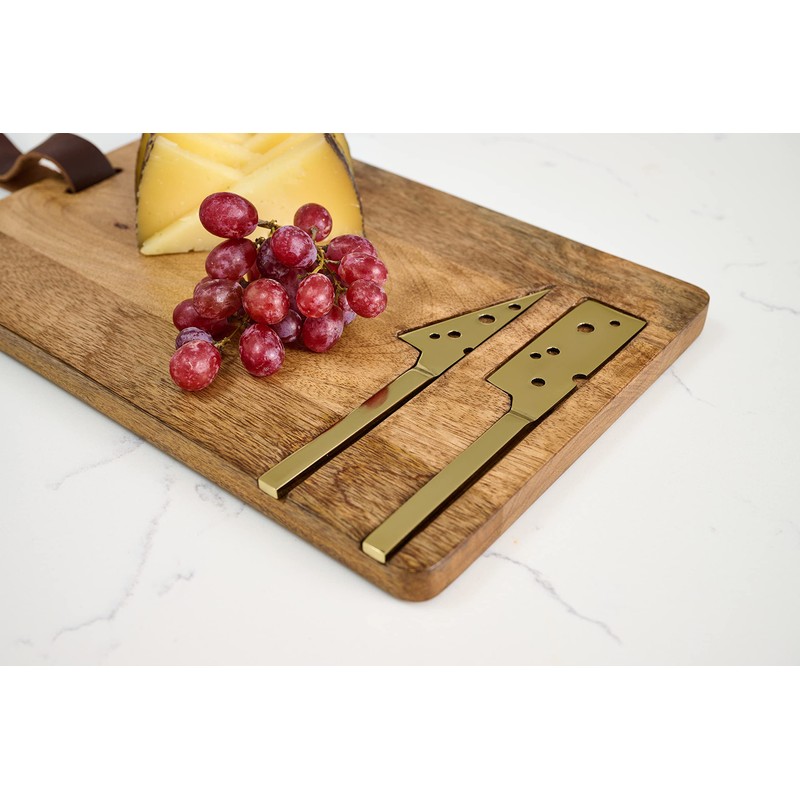 Mud Pie Cheese Board Set, 15" x 9", Brown